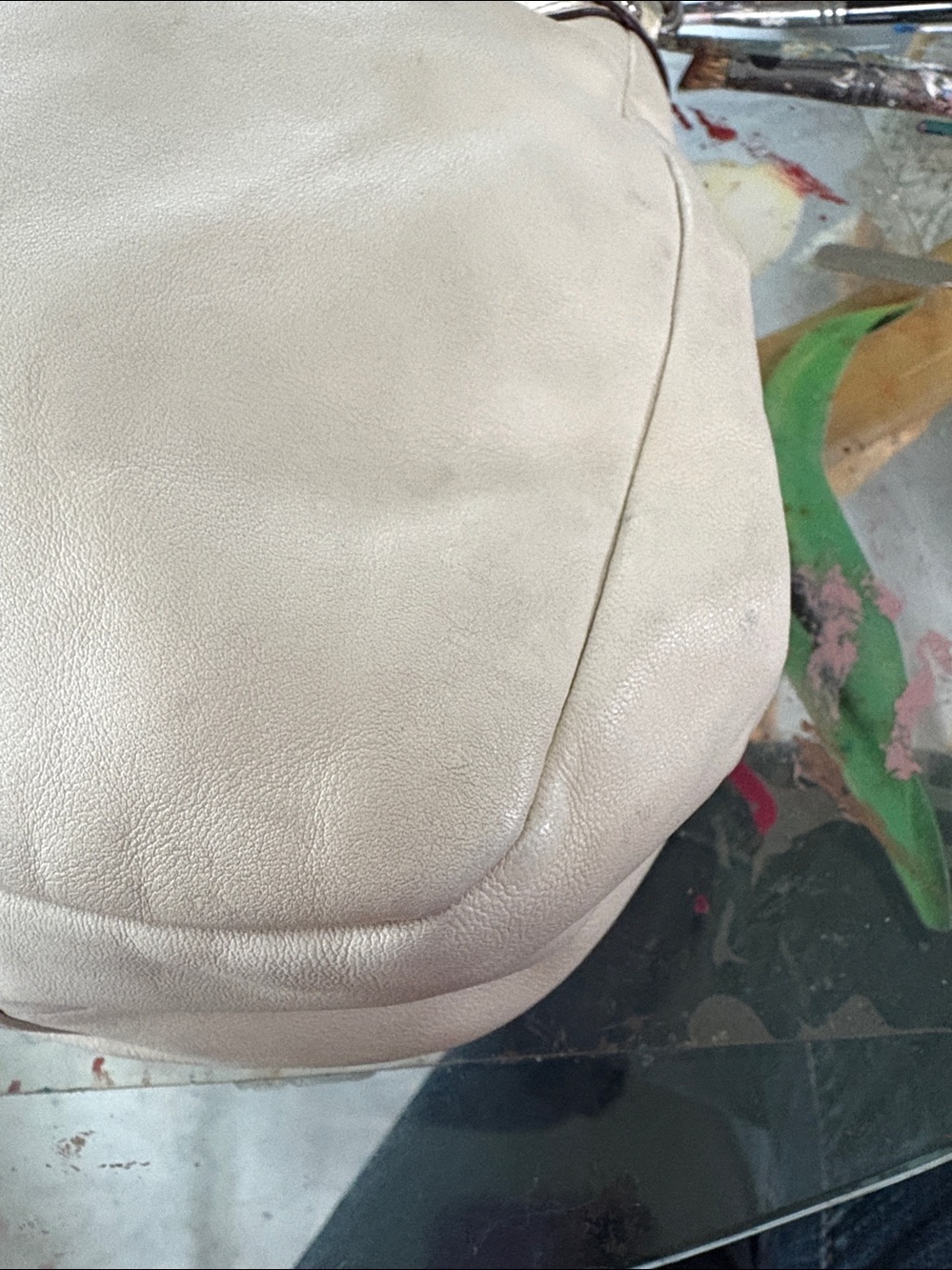 Coach Soho shoulder bag leather cream/Gold metallic trim 3 compartment F17219 - Picture 13 of 17